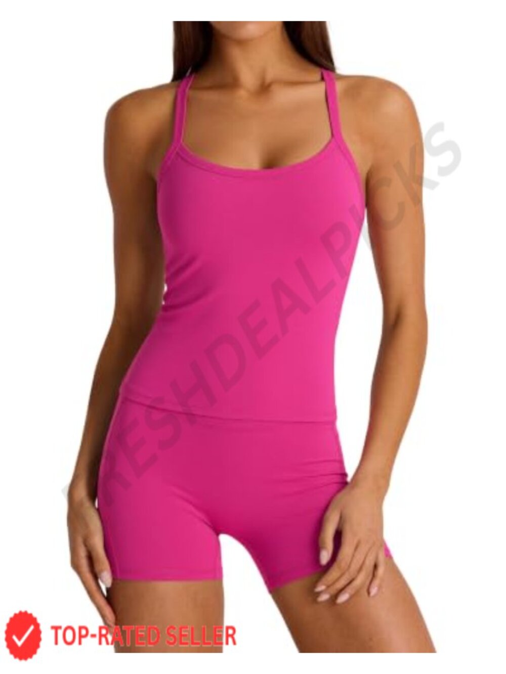 SUUKSESS Women 2 Piece Workout Set Nylon Elastane Built in Bra Racerback